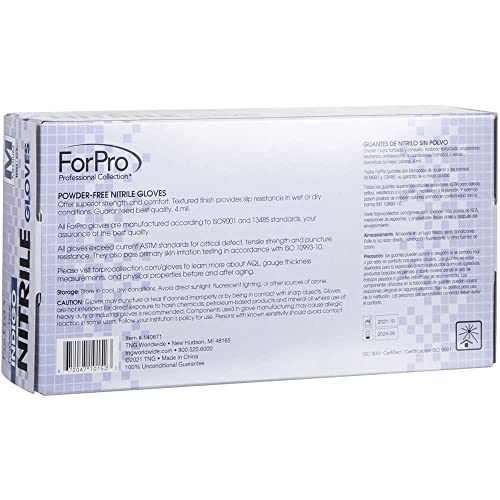 ForPro - Guantes desechables de nitrilo resistentes a productos químicos,  sin polvo, sin látex, no estériles, seguros para alimentos, 4 mil, color