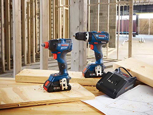 BOSCH GXL18V-240B22 Kit combinado de 2 herramientas de 18 V con  taladro/destornillador de martillo de 1/2 pulgada, llave de impacto de  broca de 1/4 y