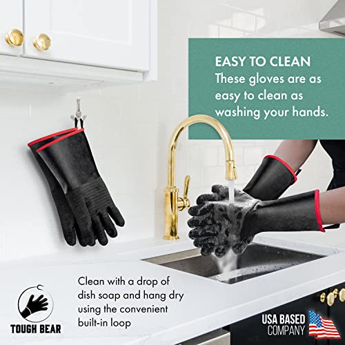 Guantes de horno de silicona extra grandes negros profesionales para horno  y soportes para ollas, guantes resistentes al calor, guantes de cocina