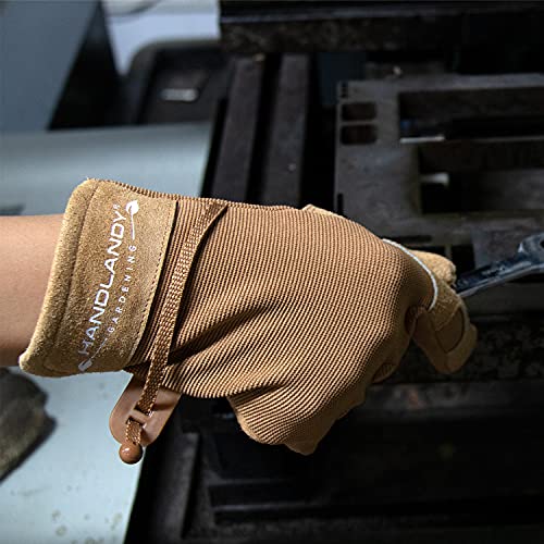 HANDLANDY Guantes de jardinería de cuero para hombre, guantes de trabajo  utilitarios para mecánicos, construcción, conductor, destreza diseño
