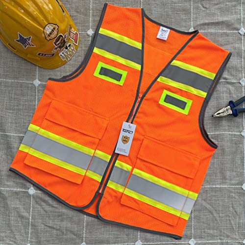 Chaleco reflectante de seguridad para hombres y mujeres, chaleco de alta  visibilidad con bolsillos y cremallera, chaleco de trabajo para  construcción