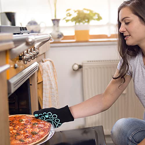 Guantes de horno resistentes al calor – Color aguamarina, mini guantes de  horno, guantes de silicona resistentes al calor, guantes de cocina para