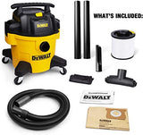 DEWALT - DXV06P Aspiradora para húmedo y seco de poliéster, 22.7 l, Color Amarillo