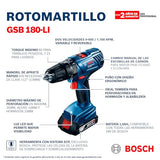 Bosch Rotomartillo Inalámbrico GSB 180-LI 18V