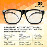 KleenGuard™ V30 Maverick™ - anteojos de seguridad (49309), con revestimiento antivaho, lentes transparentes, marco negro, unisex para hombres y mujeres (cantidad 12)