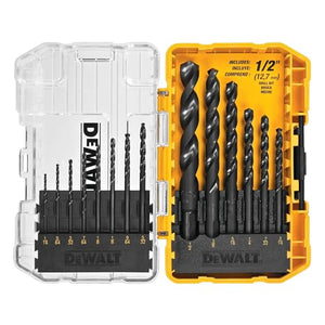 DEWALT DWA1184 Juego de 14 brocas helicoidales HSS con revestimiento de óxido negro