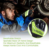 Guantes de trabajo sin dedos para hombre, guantes de trabajo utilitarios para mecánicos, ajuste transpirable flexible, palma acolchada (Medium, Red)