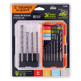 Truper JBAC-11, Juego de brocas para metal y concreto, 11 piezas