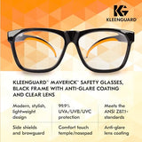 KleenGuard™ V30 Maverick™ - anteojos de seguridad (49312), con revestimiento antirreflejo, lentes transparentes, marco negro, unisex para hombres y mujeres (cantidad 12)