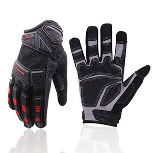 HANDLANDY Guantes de trabajo resistentes para hombre, guantes de trabajo de caucho termoplástico (TPR) con pantalla táctil, guantes mecánicos antideslizantes y transpirables (medianos)