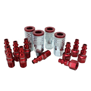 ColorFit by Milton - Kit de acoplador y enchufe - (estilo M, rojo) - 1/4" NPT, (14 piezas) - S-314MKIT