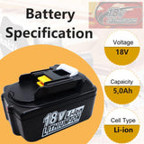 QCZRED - Paquete de 2 baterías BL1850B de 18 V 5.0 Ah y cargador de 3 A DC18RC para Makita 18V LXT BL1850 BL1840b BL1830 BL1815 BL1860B