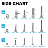 Yosoo 480 Piezas M2 M3 M4 Acero Inoxidable SS304 Cabeza Hexagonal Tapa Tornillos de Cabeza y Tuercas Tornillos de fijación Tornillos Juego de Surtido