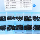 1000Pcs M1 M1.2 M1.4 M1.7 Tornillos Autorroscantes Acero Inoxidable Tornillos de Cabeza Redondeada Phillips Pequeños Juego de Surtido con Caja, Negro