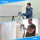 SPOWAY Pistola para Pintar,700W Pulverizador de Pintura,800ml Compresor de Aire para Pintar,3 Modos de Pulverización,para Pintura de Automotriz,Casas, Paredes, Cercas(Azul)