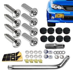 Yuxun - Juego de tornillos antirrobo, tornillos antirrobo, tornillos de placa de coche, accesorios de montaje de acero inoxidable, tornillos de etiqueta de coche, kit de tornillos de fijación de placa