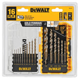 DEWALT DW1956 Set 16 Brocas HSS Punta Piloto Recubrimiento Gold Ferrous