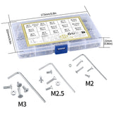 Tornillos de cabeza plana, tornillos de cabeza plana, de acero inoxidable, avellanados, cabeza hexagonal, tornillos de máquina con kit surtido de tuercas, tornillos de accionamiento Allen M2/M2,5/M3,