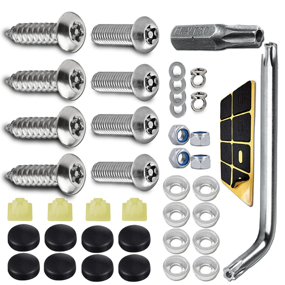 Kits de tornillos antirrobo, kit de placa de matrícula resistente a manipulaciones, tornillos de seguridad de 1/4 pulgadas (M6), kit de sujetadores de acero inoxidable a prueba de óxido para montaje