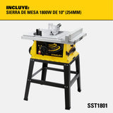 STANLEY Sierra de Mesa Portatil y Extendible hasta 660mm con Motor de 1800W SST1801