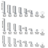 Juego de 1080 tornillos y tuercas y arandelas, juego de tornillos métricos M4 M3 M2 de acero inoxidable, juego de tornillos de cabeza hexagonal de acero inoxidable, surtido de tornillos de máquina