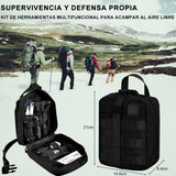 DQST Kit de Supervivencia, Supervivencia Al Aire Libre y Protección Personal, con Linterna LED, Chubasqueros, Brújula, Gasa, etc. para Aventuras de Camping.