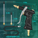 Pistola de soplado de aire industrial con boquilla de flujo de aire ajustable de latón, extensión de flujo de aire de acero y manguera de soplado, accesorios de compresor de aire neumático, herramienta de limpieza de polvo, boquilla de aire (negro)