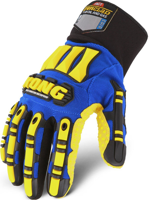 Ironclad KONG SDXW2-02-S Guantes de impacto impermeables para aceite y gas en condiciones frías, S, azul/amarillo