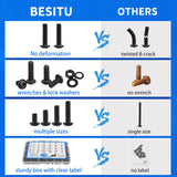 Besitu - Juego de 1705 tornillos de máquina, kit de tornillos y tuercas métricas M2 M3 M4 M5 con cerradura y arandelas planas, cabeza de botón hexagonal 10.9 de aleación de acero con llave Allen