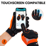 Vgo 2 pares de guantes de trabajo de seguridad, guantes mecánicos, guantes de impacto, guantes antivibración, guantes de aumento, resistentes (talla M, naranja, SL8849IP)
