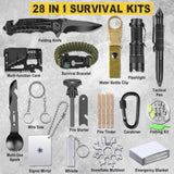 NewFation Kits de Supervivencia, Regalos para Hombres, papá, Marido, él, Equipo de Supervivencia 28 en 1, Regalos de cumpleaños de Navidad, únicos para Camping, Senderismo, Caza, Pesca