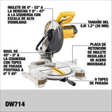 DEWALT Sierra Ingleteadora Eléctricas 10 pulgadas 1650W 4600RPM con Disco Aluminio DW714