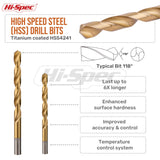 Hi-Spec Juego de Brocas de 99 Piezas. Set de Acero Recubiertas en Titanio HSS.Para Taladrar y Perforar Metal, Hormigon, y Madera. Accesorio ideal para Taladro Electrico y Caja Herramientas