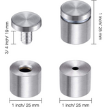 Tornillos publicitarios, tornillo de separación de acero inoxidable, soporte de vidrio fijo montado en la pared (2,5 x 2,5 cm), tornillos de separación de señal se utilizan para publicidad de carteles y fijación de marcos de fotos (8 unidades)