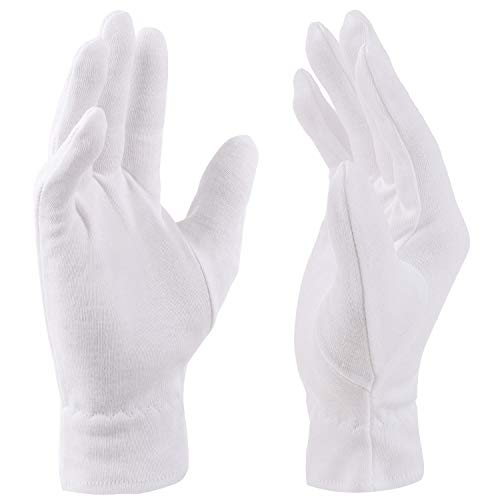 anezus - Guantes de algodón blancos, 6 pares de guantes de algodón grandes  para mujeres, manos secas, eczema, hidratante, servicio, limpieza de