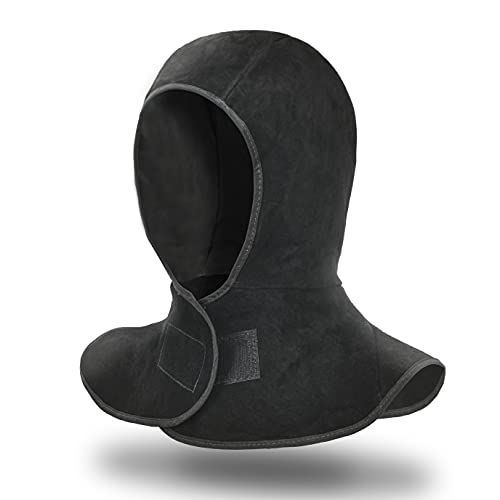 Leaseek Capucha de soldadura, tapa protectora ignífuga con cortina de hombro para cuello, accesorios de casco de soldadura, protección de cabeza para hombres y mujeres, color negro