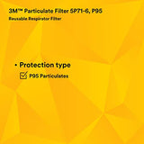 3M Filtro respirador de repuesto 5P71-6, paquete de 6, P95, debe utilizarse con respiradores 3M 5000 o cartuchos 3M serie 6000