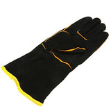 KGEZW Guantes protectores de soldadura de servicio pesado 1 par soldadores de cuero de cuero guantes de cuero de cuero guantes de soldadura de soldadura negra guantes