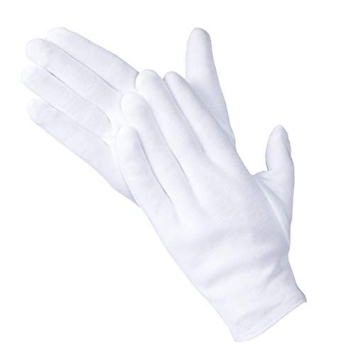  Guantes blancos, 12 pares de guantes de algodón grueso, guantes  hidratantes durante la noche, guantes blancos de talla única para mujeres y  hombres, guantes de algodón lavables para eczema, guantes de 