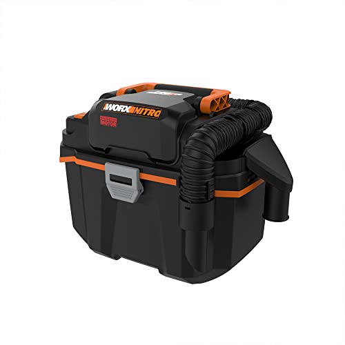 Worx Nitro WX031L.9 Aspiradora inalámbrica en seco y húmeda, 20 V, 2.1 galones (Solo Herramienta), Color Negro, Naranja