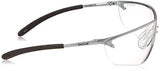 Bollé Safety 253-SM-40073 Silium Safety Eyewear with Silver Metal + TPE Semi-Rimless Frame and Clear Lens