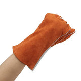 Guantes de soldadura, guantes de soldadura eléctrica guantes de soldador de cuero de vaca gruesos guantes de corte de doble capa alargados un par(Rojo)