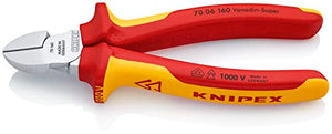 Knipex 70 06 160 SB Alicate de Corte Diagonal Cromado Aislados con Fundas en Dos Componentes, 160 mm