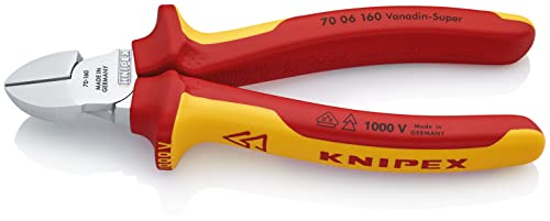 Knipex 70 06 160 SB Alicate de Corte Diagonal Cromado Aislados con Fundas en Dos Componentes, 160 mm