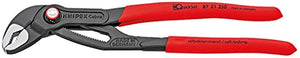 Knipex 87 21 250 SB Cobra Quickset Tenaza para Bombas de Agua Hightech Atramentado Recubiertos de Plástico Antideslizante, 250 mm, color gris