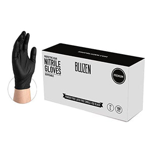 Guantes De Nitrilo Negro Libre de Latex Sin Polvo deshechable resistente antiadherente uso industrial alto rendimiento ideal para cocinar pack de 100 piezas (Medium)