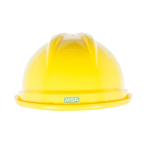 MSA 10074820 V-Gard 500 - Gorra rígida con suspensión de carraca Fas-Trac III de 6 puntos, estilo casco, color amarillo y verde