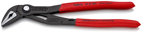 Knipex 87 51 250 SB Cobra Es Tenaza para Bombas de Agua Extra Esbelta Atramentado Recubiertos de Plástico Antideslizante, 250 mm, color gris