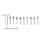 10pcs/Set Fresa de acero de alta velocidad Fresa 1/8 pulg. Vástago de carburo Fresas Brocas Recto Carpintería Tallado Parte Router Bits Kit Herramienta