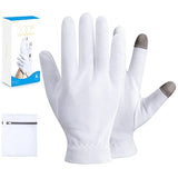 MNOPQ Guantes hidratantes durante la noche a la hora de dormir, guantes de algodón blanco para hidratar las manos, eccema, joyas, pulsera de disfraces, 4 pares, bolsa de lavado gratis